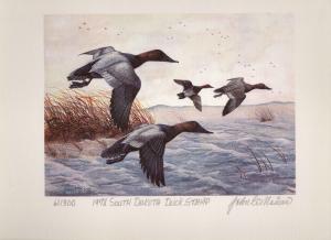 SOUTH DAKOTA  #3 1978  DUCK STAMP PRINT CANVASBACKS by John Moisan #299/300