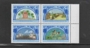 MARSHALL ISLANDS #212a 1989 LINKS TO JAPAN MINT VF NH BLOCK4 aa