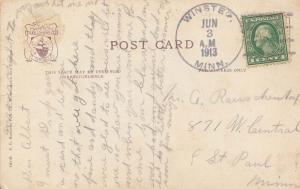 United States Minnesota Winsted 1913 4b-bar  PC  Small creases at left and so...