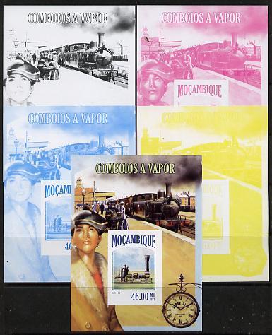 Mozambique 2013 Steam Trains #07 m/sheet - the set of 5 i...