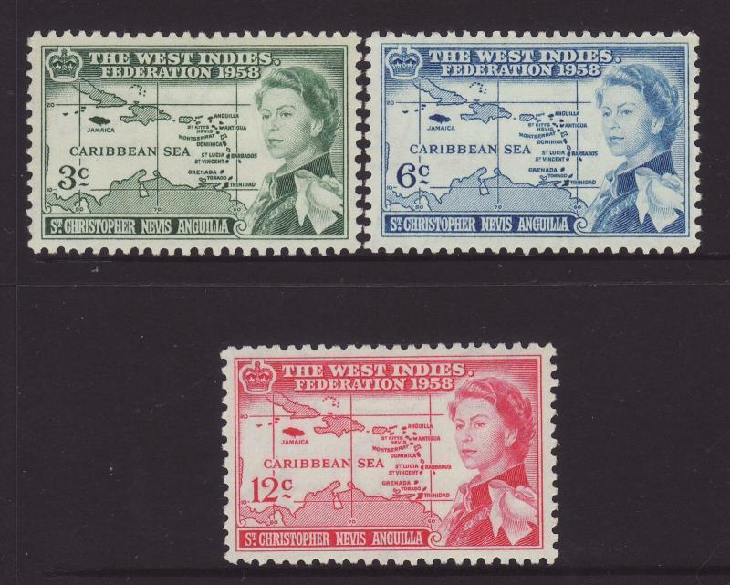 1958 St Kitts Federation Set Mounted Mint SG120/122