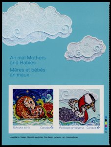 Canada 3380a Left Booklet MNH Animal Mothers & Babies