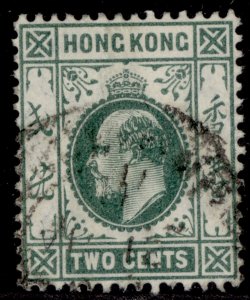 HONG KONG EDVII SG77a, 2c dull green, FINE USED. CHALKY