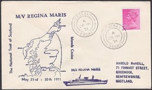 GB SCOTLAND 1971 WESTRAY ORKNEY cds on Regina Maris ship cover..............X989 