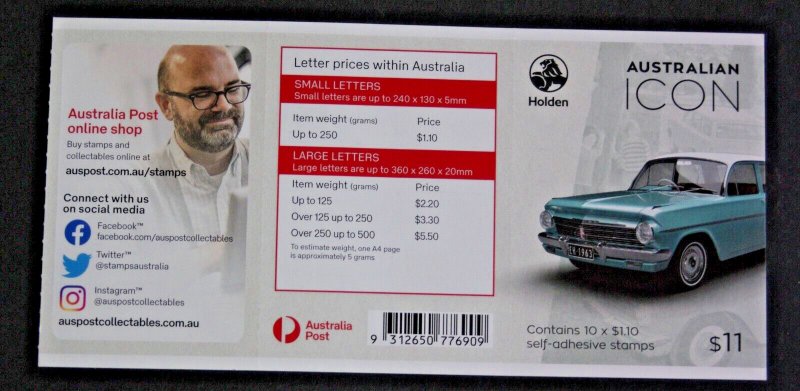 Australian Stamps 2021 Holden EH Booklet Icon $1.10 Mint unfolded Self Adhesive 