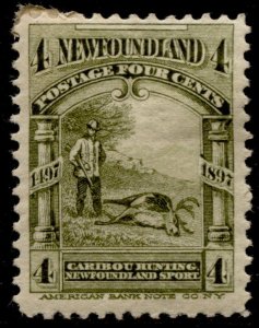 Newfoundland #64 Caribou Hunting Definitive MH - Has a little paper on back -