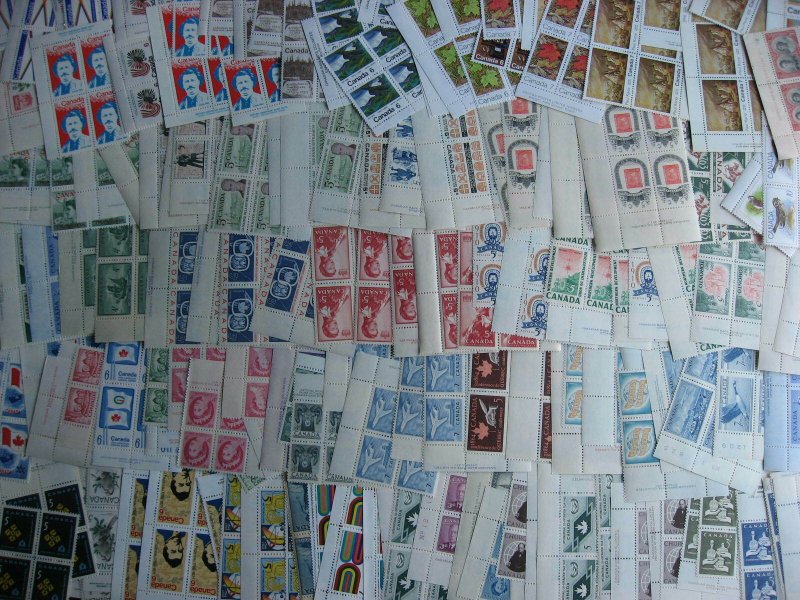 Canada 200 different MNH plate blocks, 1940s to 1970s era, nice group here!