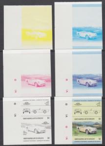 St.Vincent Grenadines Sc 442//451 MNH. 1985 British Autos, Progressive Proofs