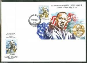 GUINEA BISSAU  2014 50th  ANNIV OF MARTIN LUTHER KING JR'S NOBEL PRIZE S/S FDC