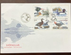 D)1993, SWEDEN, FIRST DAY COVER, ISSUE, WATERBIRDS, SERRETA MEDIANA, PORON