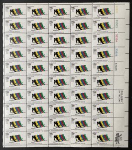 C85 WINTER OLYMPICS -Sheet of 50 US 11¢ Airmail Stamps NH 1972 Corner Flaw