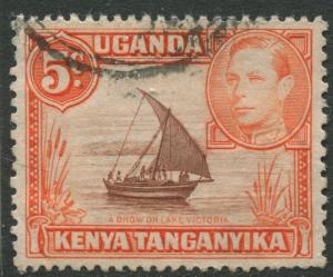 Kenya & Uganda - Scott 68 - KGVI Definitive -1949 - Used - Single 5c Stamp