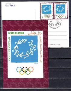 Qatar, Scott cat. 975. Athens Olympics Agency Post Card. First day. 2 sides view