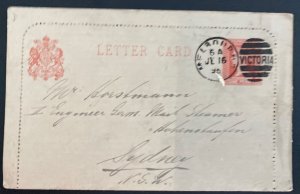 1896 Melbourne Australia Postal Stationery Postcard Cover To Sydney