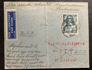 1935 Rotterdam Netherlands Airmail Postcard cover To Bandoeng Dutch Indies