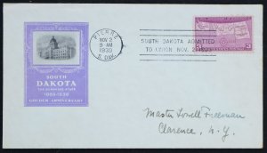 U.S. Used Stamp Scott #858 3c South Dakota Ioor First Day Cover. Choice!