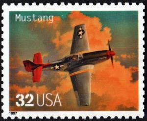 SC#3142a 32¢ Classic American Aircraft: Mustang Single (1997) MNH