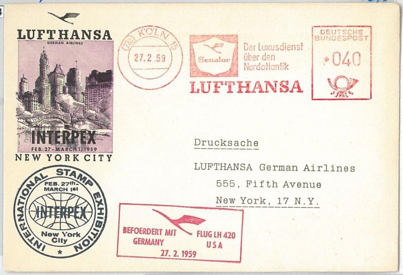 60204 - GERMANY - FIRST Flight COVER: Lufthansa GERMANY - USA New York 1959