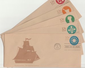 Scott# U571-U575   DIE 202-206 UPSS# 3576-3585 FDC US set of 10 Envelopes.