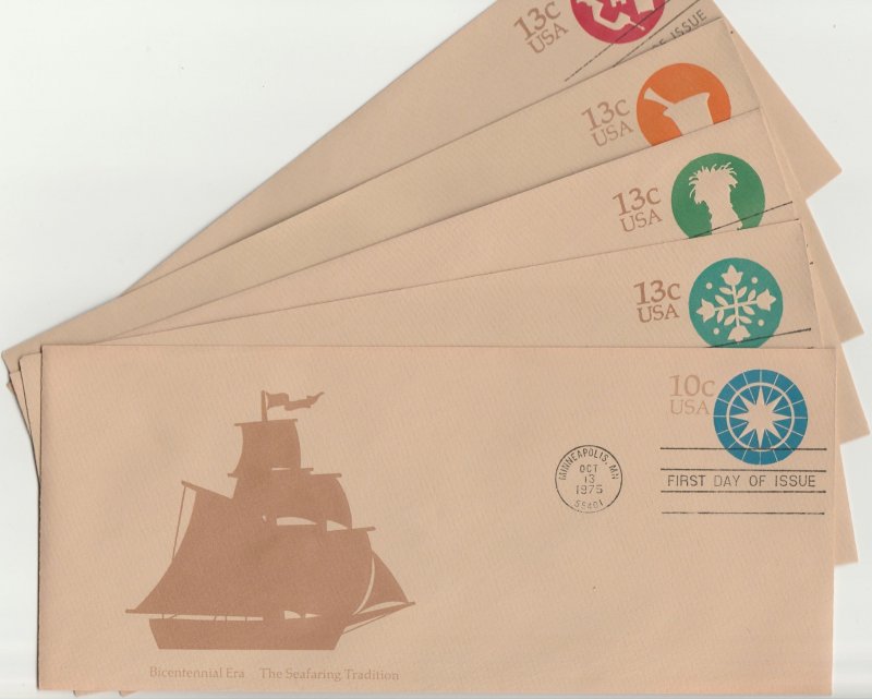 Scott# U571-U575   DIE 202-206 UPSS# 3576-3585 FDC US set of 10 Envelopes.