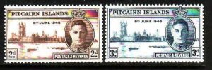 Pitcairn-Sc#9-10- id13-unused LH KGVI Peace set-1945-6-