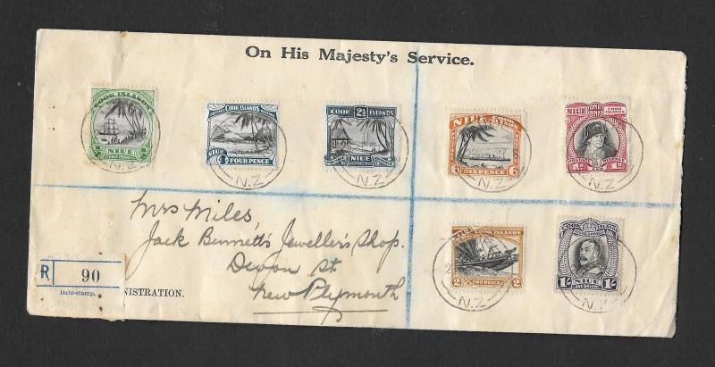 NIUE 1937 REGISTERED  COVER TO NZ