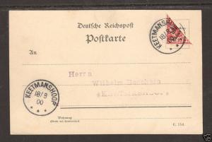 German SW Africa, Mi 7H Bisect on 1900 Postal Card, VF