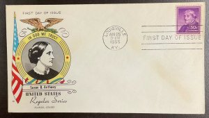 1051 Fluegel Cachet Susan B. Anthony  Liberty Series FDC 1955