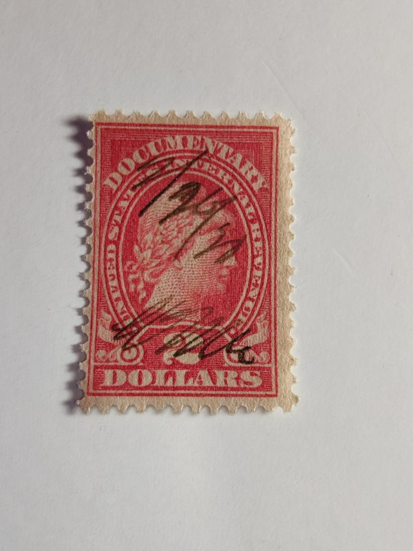 SCOTT #R277 USED TWO DOLLAR DOCUMENTARY HAND CANCEL BEAUTIFUL COLOR