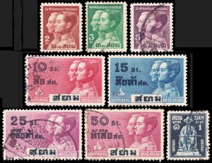 Siam - Thailand Scott 225-232 (1932) Used F-VF Complete Set, CV $24.55 C