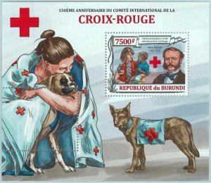 A1481- BURUNDI, ERROR, МISPER, Souvenir sheet: 2013 Dunant, Red Cross, Dogs