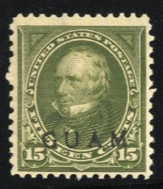 United States Possessions, Guam #10 Cat$300, 1899 15c olive green, never hinged