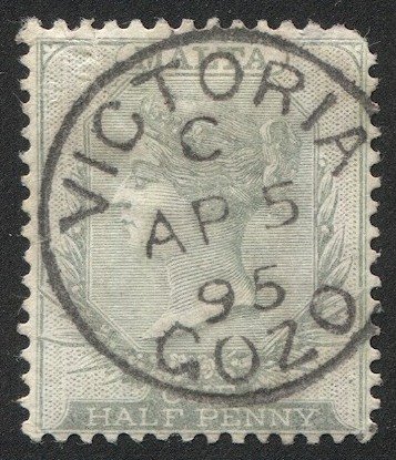 MALTA  1885 Sc 8  1/2d QV VF, SOTN VICTORIA C / GOZO postmark/cancel