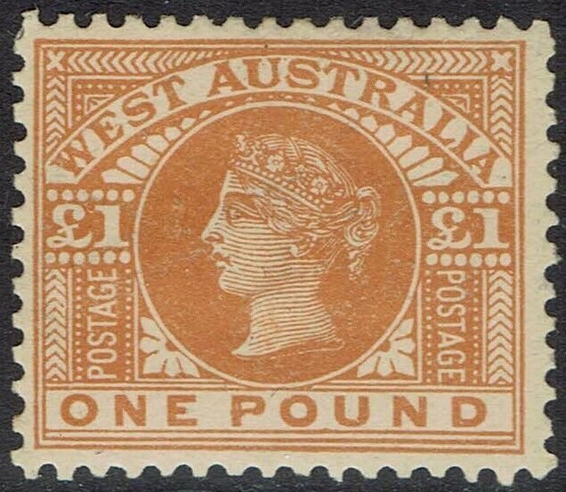 WESTERN AUSTRALIA 1902 QV £1 ORANGE RARE SHADE 1909 PRINTING 