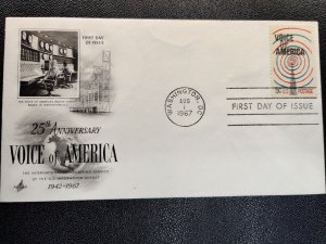 First Day Cover #1329 Voice of America 25th Anniversary 1967