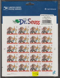 U.S. Scott #3835 Dr Seuss - IN PACKAGE Highlighted LR Plate - Mint NH Sheet