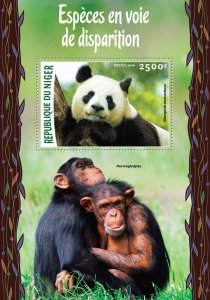 Wild Animals Stamps Niger 2016 MNH Endangered Species Bears Giant Pandas 1v S/S