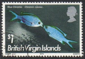 British Virgin Islands 1975 $1 Blue chromis used