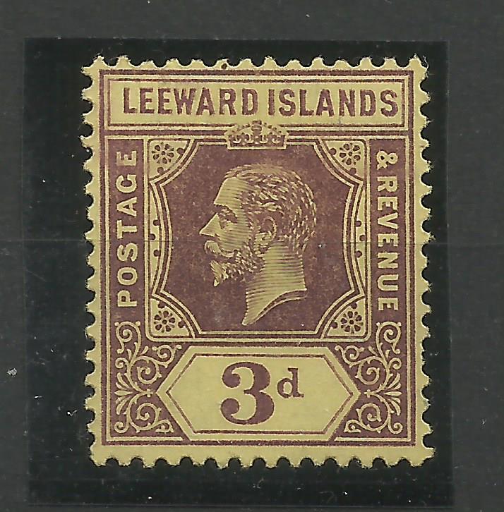 Leeward Is, 1912 Sg 51B, 3d Purple on Lemon, Lightly Mounted Mint {C/W 340}.