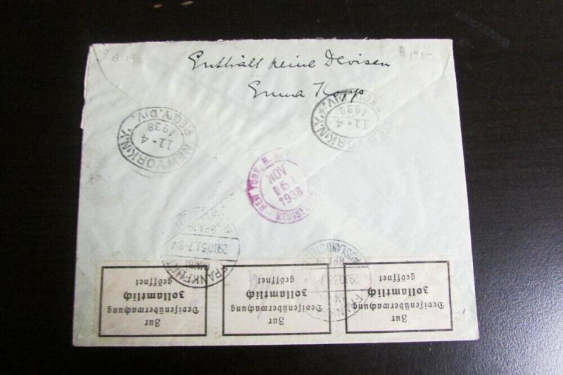 Germany 1938 Currency Control Censorship Cover Rare
