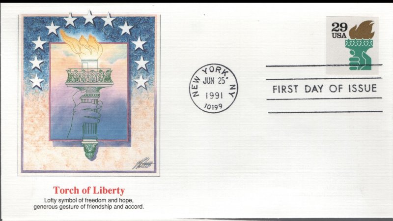 US  2531a FDC   TORCH OF LIBERTY, FLEETWOOD CACHETS 1991