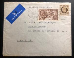 1940 Dulwich England Airmail Cover To Rio De Janeiro Brazil Via New York Sc#248