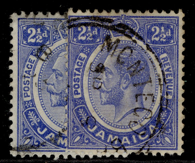 JAMAICA GV SG61 + 61a, 2½d SHADE VARIETIES, FINE USED. 