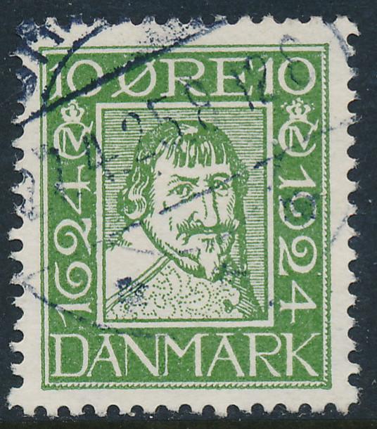 Denmark Scott 166 (AFA 134), 10ø green Postal Anniv, VF Used