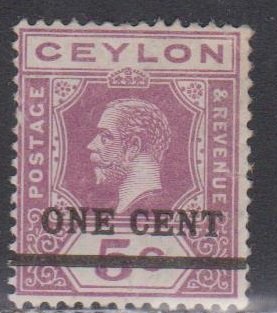 CEYLON Scott # 223 MH - KGV Definitive With New Value Surcharge