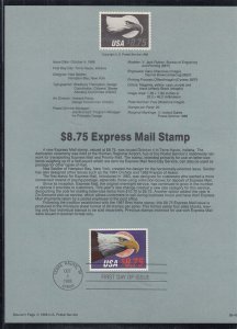  USPS Souvenir Page # SP837 - 1988 Express Mail Scott 2394