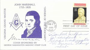 1989 FDC, #2415, 25c Supreme Court, G. W. Masonic Stamp Club