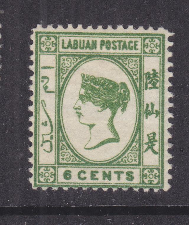 LABUAN, 1892 Recess Printed, 6c. Bright Green, lhm.