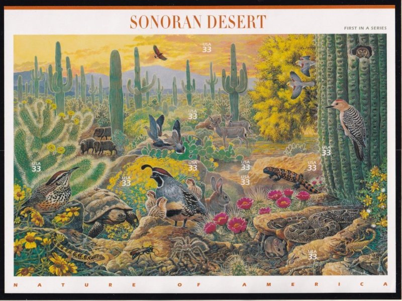 USA VF-MNH 2000 COMMEMORATIVES THE SONORAN DESERT 1st IN SERIES S/SHEET