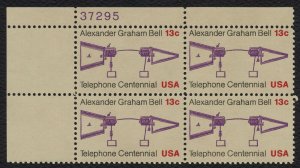 #1683 13c Telephone Centennial, Plate Block [37295 UL] **ANY 5=FREE SHIPPING**